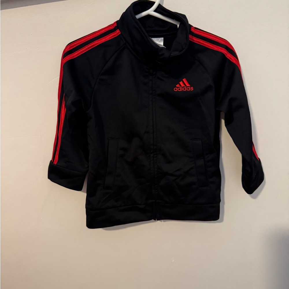 Adidas Black and Red Track Jacket and Pants